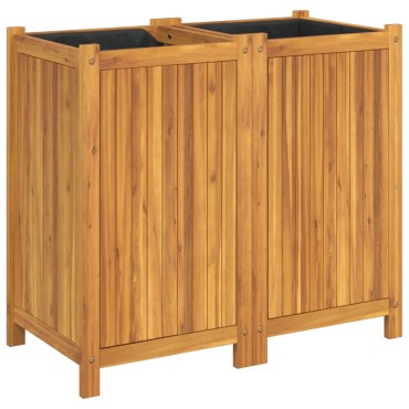 vidaXL Ζαρντινιέρα Κήπου με Επένδυση 84x42x75 εκ. Μασίφ Ξύλο Ακακίας