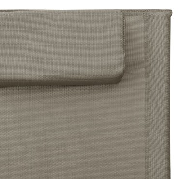 vidaXL Ξαπλώστρες 2 τεμ. Taupe / Γκρι από Textilene 159x62x67cm
