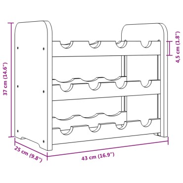 vidaXL Ραφιέρα Κρασιών 43x25x37cm από Μασίφ Ξύλο Πεύκου 1 τεμ.