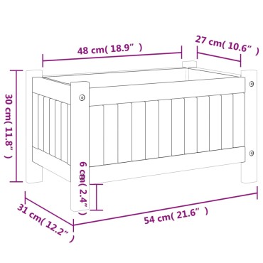 vidaXL Ζαρντινιέρα Κήπου με Επένδυση 54x31x30 εκ. Μασίφ Ξύλο Ακακίας