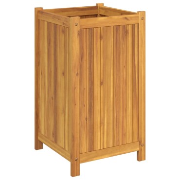 vidaXL Ζαρντινιέρα Κήπου με Επένδυση 42x42x75 εκ. Μασίφ Ξύλο Ακακίας