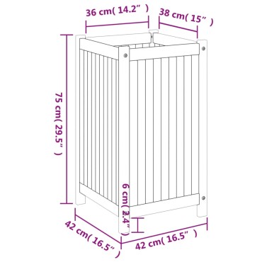 vidaXL Ζαρντινιέρα Κήπου με Επένδυση 42x42x75 εκ. Μασίφ Ξύλο Ακακίας