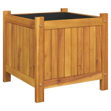 vidaXL Ζαρντινιέρα Κήπου με Επένδυση 42x42x40 εκ. Μασίφ Ξύλο Ακακίας