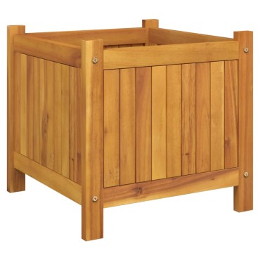 vidaXL Ζαρντινιέρα Κήπου με Επένδυση 42x42x40 εκ. Μασίφ Ξύλο Ακακίας