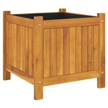 vidaXL Ζαρντινιέρα Κήπου με Επένδυση 42x42x40 εκ. Μασίφ Ξύλο Ακακίας
