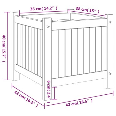 vidaXL Ζαρντινιέρα Κήπου με Επένδυση 42x42x40 εκ. Μασίφ Ξύλο Ακακίας