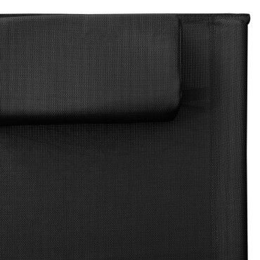 vidaXL Ξαπλώστρες 2 τεμ. Μαύρες /Γκρι από Textilene 159x62x67cm
