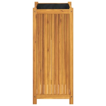 vidaXL Ζαρντινιέρα Κήπου με Επένδυση 42x42x100 εκ. Μασίφ Ξύλο Ακακίας