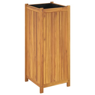 vidaXL Ζαρντινιέρα Κήπου με Επένδυση 42x42x100 εκ. Μασίφ Ξύλο Ακακίας