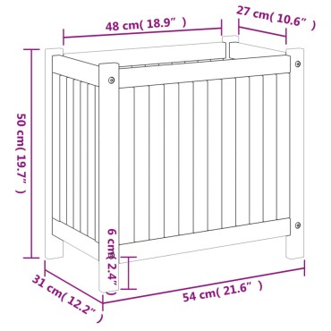 vidaXL Ζαρντινιέρα Κήπου με Επένδυση 54x31x50 εκ. Μασίφ Ξύλο Ακακίας