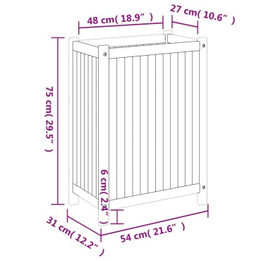 vidaXL Ζαρντινιέρα Κήπου με Επένδυση 54x31x75 εκ. Μασίφ Ξύλο Ακακίας