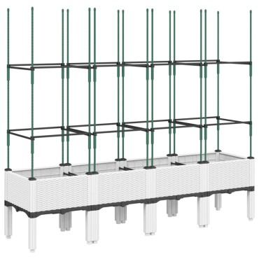 vidaXL Ζαρντινιέρα Κήπου με Καφασωτό Λευκή 160x40x142,5 εκ. από PP