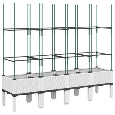 vidaXL Ζαρντινιέρα Κήπου με Καφασωτό Λευκή 160x40x142,5 εκ. από PP
