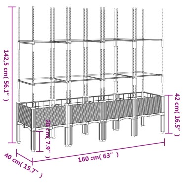 vidaXL Ζαρντινιέρα Κήπου με Καφασωτό Λευκή 160x40x142,5 εκ. από PP