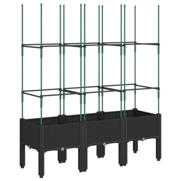 vidaXL Ζαρντινιέρα Κήπου με Καφασωτό Μαύρο 120 x 40 x 142,5 εκ. από PP