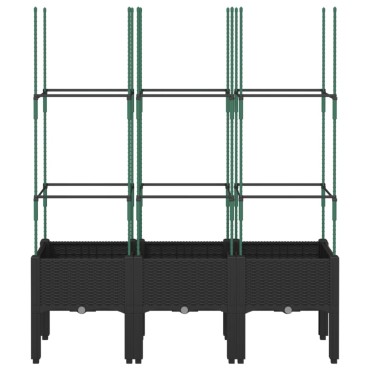 vidaXL Ζαρντινιέρα Κήπου με Καφασωτό Μαύρο 120 x 40 x 142,5 εκ. από PP