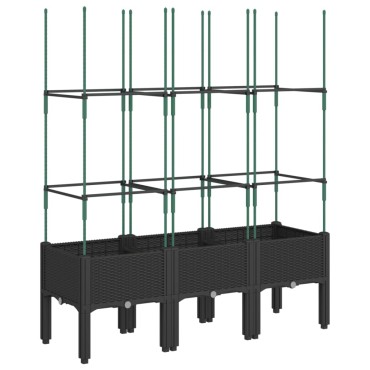 vidaXL Ζαρντινιέρα Κήπου με Καφασωτό Μαύρο 120 x 40 x 142,5 εκ. από PP