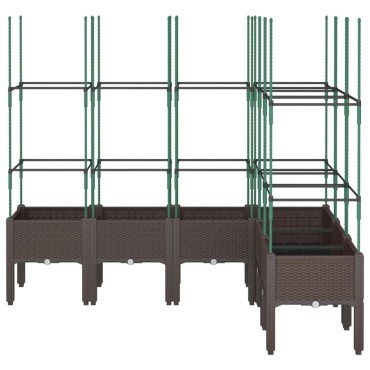 vidaXL Ζαρντινιέρα Κήπου με Καφασωτό Καφέ 160 x 120 x 142,5 εκ. από PP