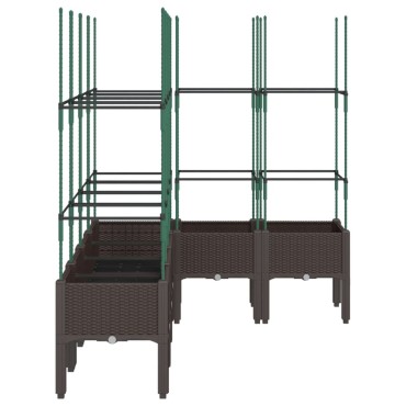 vidaXL Ζαρντινιέρα Κήπου με Καφασωτό Καφέ 160 x 120 x 142,5 εκ. από PP