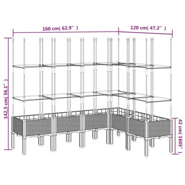 vidaXL Ζαρντινιέρα Κήπου με Καφασωτό Καφέ 160 x 120 x 142,5 εκ. από PP