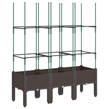 vidaXL Ζαρντινιέρα Κήπου με Καφασωτό Καφέ 120 x 40 x 142,5 εκ. από PP