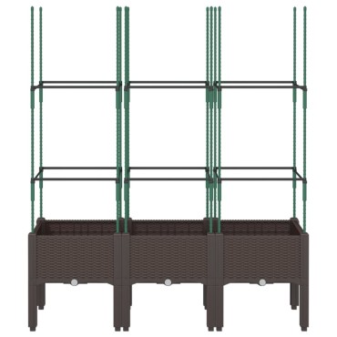 vidaXL Ζαρντινιέρα Κήπου με Καφασωτό Καφέ 120 x 40 x 142,5 εκ. από PP