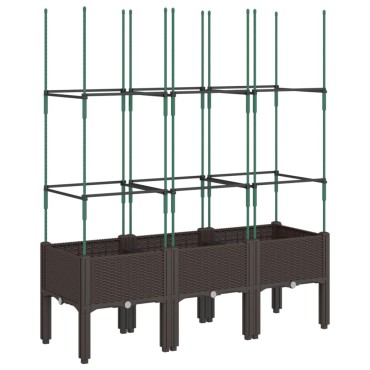 vidaXL Ζαρντινιέρα Κήπου με Καφασωτό Καφέ 120 x 40 x 142,5 εκ. από PP