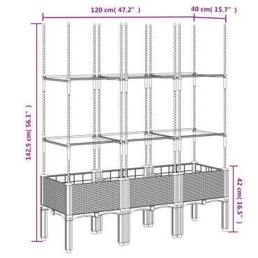vidaXL Ζαρντινιέρα Κήπου με Καφασωτό Καφέ 120 x 40 x 142,5 εκ. από PP