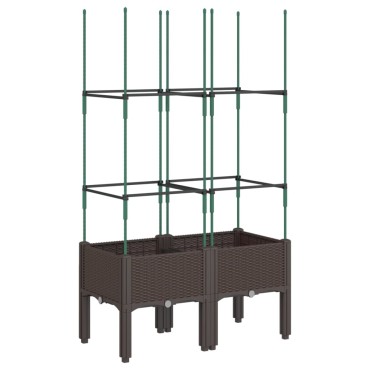 vidaXL Ζαρντινιέρα Κήπου με Καφασωτό Καφέ 80 x 40 x 142,5 εκ. από PP