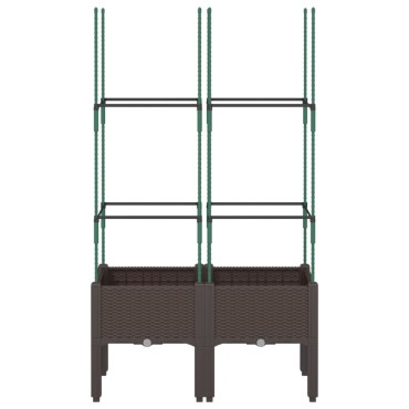 vidaXL Ζαρντινιέρα Κήπου με Καφασωτό Καφέ 80 x 40 x 142,5 εκ. από PP