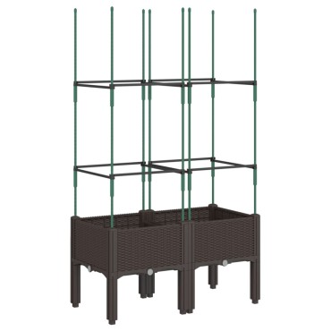 vidaXL Ζαρντινιέρα Κήπου με Καφασωτό Καφέ 80 x 40 x 142,5 εκ. από PP