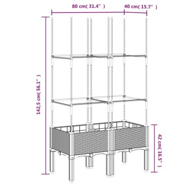 vidaXL Ζαρντινιέρα Κήπου με Καφασωτό Καφέ 80 x 40 x 142,5 εκ. από PP