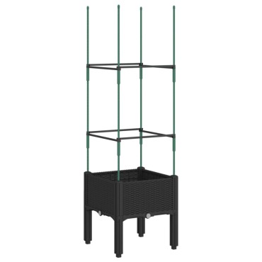 vidaXL Ζαρντινιέρα Κήπου με Καφασωτό Μαύρο 40 x 40 x 142,5 εκ. από PP