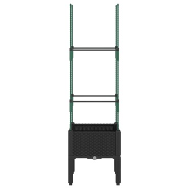 vidaXL Ζαρντινιέρα Κήπου με Καφασωτό Μαύρο 40 x 40 x 142,5 εκ. από PP