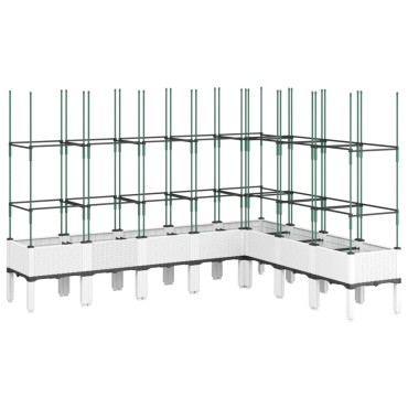 vidaXL Ζαρντινιέρα Κήπου με Καφασωτό Λευκή 200x160x142,5 εκ. από PP