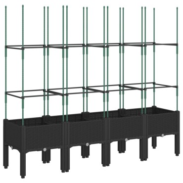 vidaXL Ζαρντινιέρα Κήπου με Καφασωτό Μαύρο 160 x 40 x 142,5 εκ. από PP