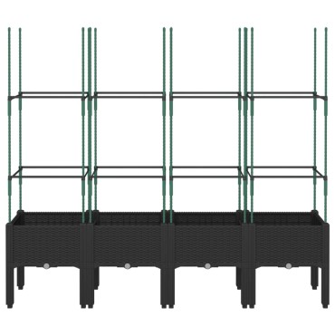 vidaXL Ζαρντινιέρα Κήπου με Καφασωτό Μαύρο 160 x 40 x 142,5 εκ. από PP