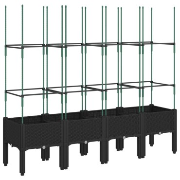 vidaXL Ζαρντινιέρα Κήπου με Καφασωτό Μαύρο 160 x 40 x 142,5 εκ. από PP