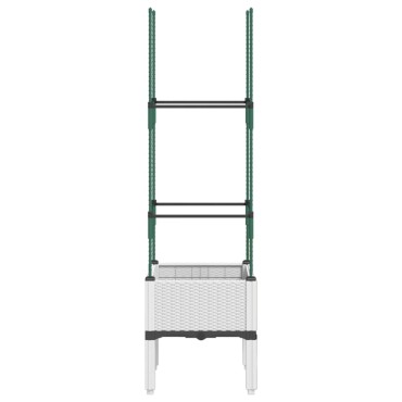 vidaXL Ζαρντινιέρα Κήπου με Καφασωτό Λευκή 40x40x142,5 εκ. από PP