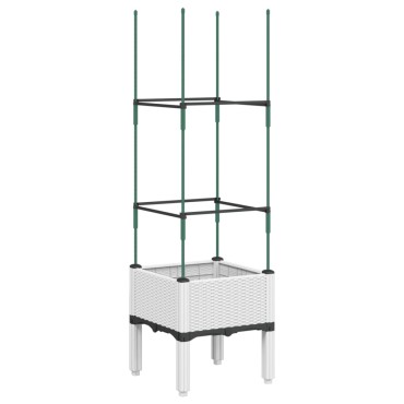 vidaXL Ζαρντινιέρα Κήπου με Καφασωτό Λευκή 40x40x142,5 εκ. από PP
