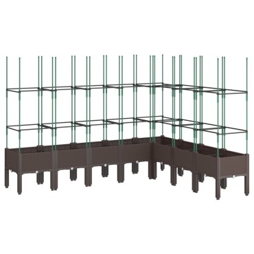 vidaXL Ζαρντινιέρα Κήπου με Καφασωτό Καφέ 200 x 160 x 142,5 εκ. από PP