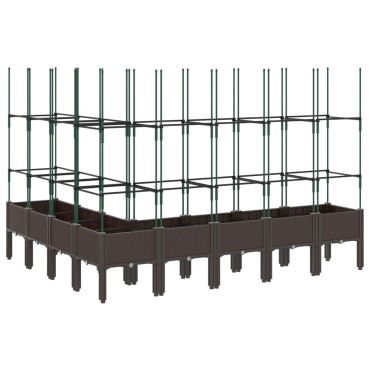 vidaXL Ζαρντινιέρα Κήπου με Καφασωτό Καφέ 200 x 160 x 142,5 εκ. από PP