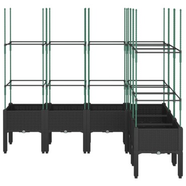 vidaXL Ζαρντινιέρα Κήπου με Καφασωτό Μαύρο 160 x 120 x 142,5εκ. από PP