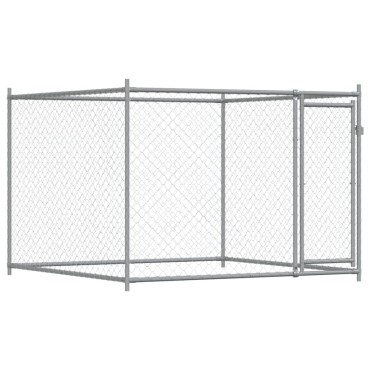 vidaXL Κλουβί Σκύλου με Πόρτες Γκρι 12x2x1,5 μ. Γαλβανισμένος Χάλυβας