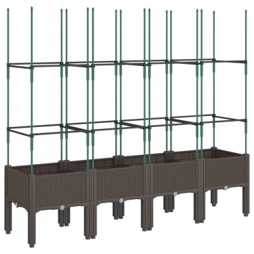 vidaXL Ζαρντινιέρα Κήπου με Καφασωτό Καφέ 160 x 40 x 142,5 εκ. από PP