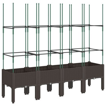 vidaXL Ζαρντινιέρα Κήπου με Καφασωτό Καφέ 160 x 40 x 142,5 εκ. από PP