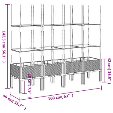 vidaXL Ζαρντινιέρα Κήπου με Καφασωτό Καφέ 160 x 40 x 142,5 εκ. από PP