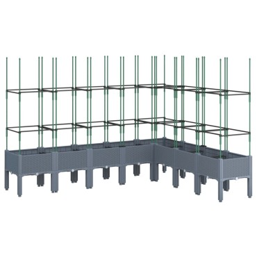 vidaXL Ζαρντινιέρα Κήπου με Καφασωτό Γκρι 200x160x142,5 εκ. από PP
