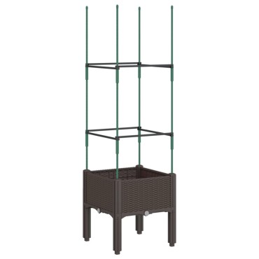 vidaXL Ζαρντινιέρα Κήπου με Καφασωτό Καφέ 40 x 40 x 142,5 εκ. από PP