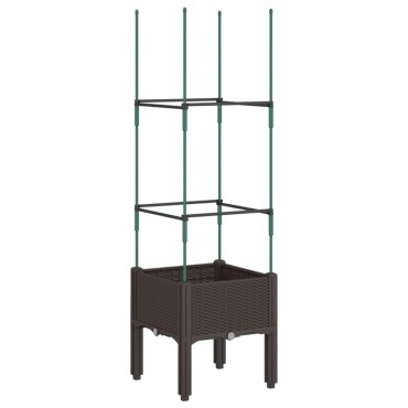 vidaXL Ζαρντινιέρα Κήπου με Καφασωτό Καφέ 40 x 40 x 142,5 εκ. από PP